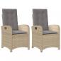 Preview: Gartensessel Kissen 2Stk. Verstellbar Beigemischung Poly Rattan