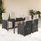Preview: ARDEBO.de - 5-tlg. Garten-Essgruppe mit Kissen Schwarz Poly Rattan