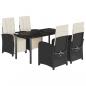 Preview: 5-tlg. Garten-Essgruppe mit Kissen Schwarz Poly Rattan