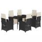 Preview: 7-tlg. Garten-Essgruppe mit Kissen Schwarz Poly Rattan
