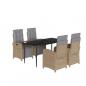 Preview: 5-tlg. Garten-Essgruppe mit Kissen Beige Poly Rattan