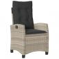 Preview: Gartensessel mit Kissen Verstellbar Hellgrau Poly Rattan