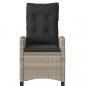 Preview: Gartensessel mit Kissen Verstellbar Hellgrau Poly Rattan