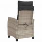Preview: Gartensessel mit Kissen Verstellbar Hellgrau Poly Rattan