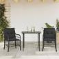 Preview: ARDEBO.de - 3-tlg. Bistro-Set mit Kissen Schwarz Poly Rattan