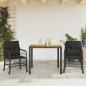 Preview: ARDEBO.de - 3-tlg. Bistro-Set mit Kissen Schwarz Poly Rattan