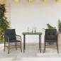 Preview: ARDEBO.de - 3-tlg. Bistro-Set mit Kissen Grau Poly Rattan