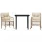 Preview: 3-tlg. Bistro-Set mit Kissen Beige Poly Rattan