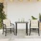 Preview: ARDEBO.de - 3-tlg. Bistro-Set mit Kissen Schwarz Poly Rattan