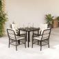 Preview: ARDEBO.de - 5-tlg. Garten-Essgruppe mit Kissen Braun Poly Rattan