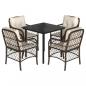 Preview: 5-tlg. Garten-Essgruppe mit Kissen Braun Poly Rattan