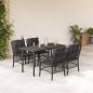Preview: ARDEBO.de - 5-tlg. Garten-Essgruppe mit Kissen Schwarz Poly Rattan