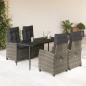 Preview: ARDEBO.de - 5-tlg. Garten-Essgruppe mit Kissen Grau Poly Rattan