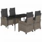 Preview: 5-tlg. Garten-Essgruppe mit Kissen Grau Poly Rattan