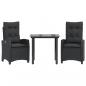 Preview: 3-tlg. Garten-Essgruppe mit Kissen Schwarz Poly Rattan