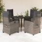 Preview: ARDEBO.de - 5-tlg. Garten-Essgruppe mit Kissen Grau Poly Rattan