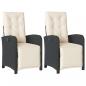 Preview: Gartensessel mit Fußteil 2 Stk. Verstellbar Schwarz Poly Rattan