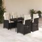 Preview: ARDEBO.de - 5-tlg. Garten-Essgruppe mit Kissen Schwarz Poly Rattan