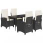Preview: 5-tlg. Garten-Essgruppe mit Kissen Schwarz Poly Rattan