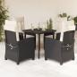 Preview: ARDEBO.de - 5-tlg. Garten-Essgruppe mit Kissen Schwarz Poly Rattan
