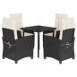 Preview: 5-tlg. Garten-Essgruppe mit Kissen Schwarz Poly Rattan
