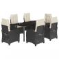Preview: 7-tlg. Garten-Essgruppe mit Kissen Schwarz Poly Rattan