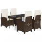 Preview: 5-tlg. Garten-Essgruppe mit Kissen Braun Poly Rattan