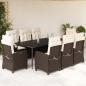 Preview: ARDEBO.de - 9-tlg. Garten-Essgruppe mit Kissen Braun Poly Rattan