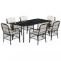 Preview: 7-tlg. Garten-Essgruppe mit Kissen Schwarz Poly Rattan