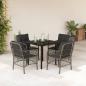 Preview: ARDEBO.de - 5-tlg. Garten-Essgruppe mit Kissen Grau Poly Rattan
