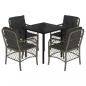 Preview: 5-tlg. Garten-Essgruppe mit Kissen Grau Poly Rattan