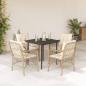 Preview: ARDEBO.de - 5-tlg. Garten-Essgruppe mit Kissen Beige Poly Rattan