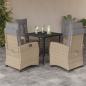 Preview: ARDEBO.de - 5-tlg. Garten-Essgruppe mit Kissen Beigemischung Poly Rattan