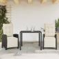 Preview: ARDEBO.de - 3-tlg. Garten-Essgruppe mit Kissen Schwarz Poly Rattan