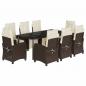 Preview: 9-tlg. Garten-Essgruppe mit Kissen Braun Poly Rattan