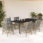 Preview: ARDEBO.de - 7-tlg. Garten-Essgruppe mit Kissen Beigemischung Poly Rattan