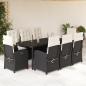 Preview: ARDEBO.de - 9-tlg. Garten-Essgruppe mit Kissen Schwarz Poly Rattan