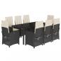 Preview: 9-tlg. Garten-Essgruppe mit Kissen Schwarz Poly Rattan