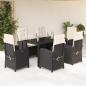 Preview: ARDEBO.de - 7-tlg. Garten-Essgruppe mit Kissen Schwarz Poly Rattan