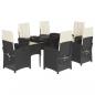 Preview: 7-tlg. Garten-Essgruppe mit Kissen Schwarz Poly Rattan