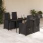 Preview: ARDEBO.de - 5-tlg. Garten-Essgruppe mit Kissen Schwarz Poly Rattan