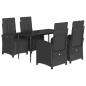 Preview: 5-tlg. Garten-Essgruppe mit Kissen Schwarz Poly Rattan