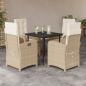 Preview: ARDEBO.de - 5-tlg. Garten-Essgruppe mit Kissen Beige Poly Rattan