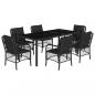 Preview: 7-tlg. Garten-Essgruppe mit Kissen Schwarz Poly Rattan