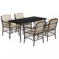 Preview: 5-tlg. Garten-Essgruppe mit Kissen Braun Poly Rattan