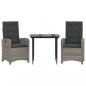 Preview: 3-tlg. Garten-Essgruppe mit Kissen Grau Poly Rattan