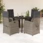 Preview: ARDEBO.de - 5-tlg. Garten-Essgruppe mit Kissen Grau Poly Rattan