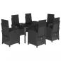 Preview: 7-tlg. Garten-Essgruppe mit Kissen Schwarz Poly Rattan