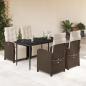 Preview: ARDEBO.de - 5-tlg. Garten-Essgruppe mit Kissen Braun Poly Rattan