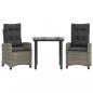 Preview: 3-tlg. Garten-Essgruppe mit Kissen Grau Poly Rattan